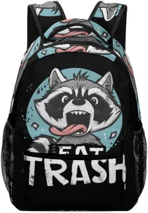 Raccoon Eat Trash Unisex Backpack Casual Daypacks Lightweight Shoulders Bag for Camping Hiking Travel Gear