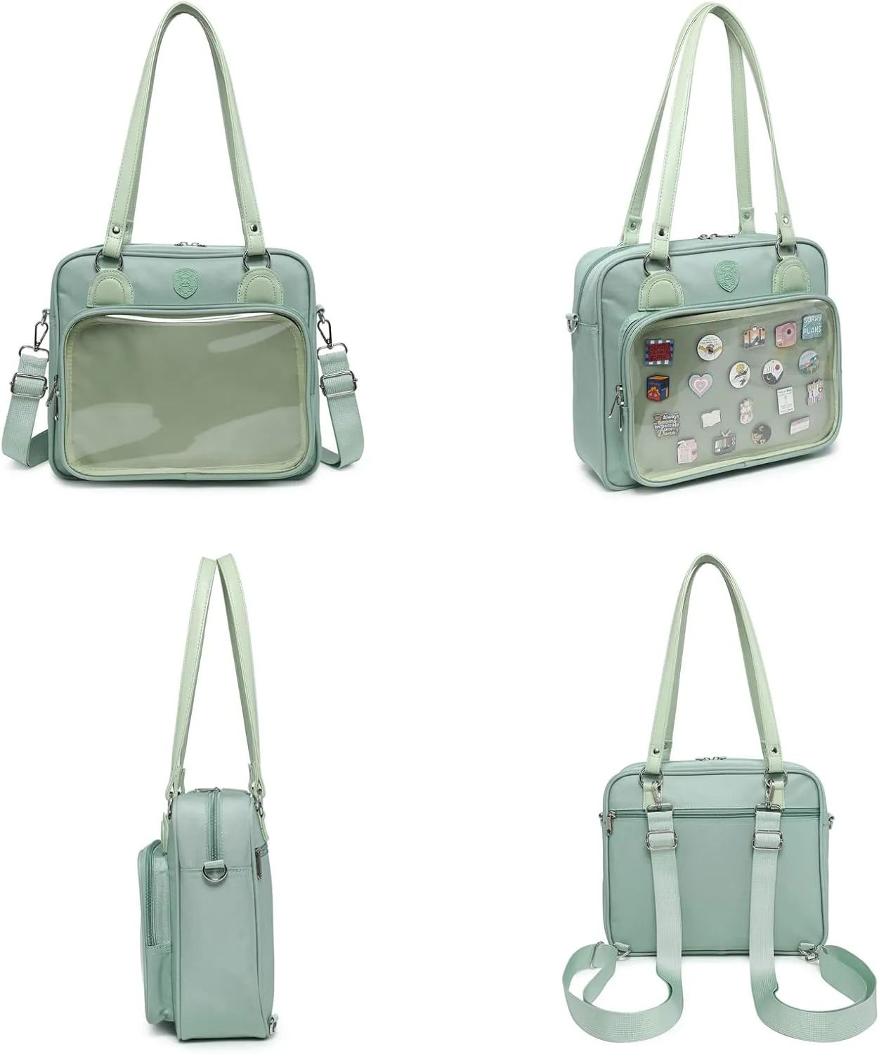 RAINBOW SMILE Canvas Ita Bag Backpack Crossbody Bag Kawaii Pin Display Bag Messenger Shoulder Bags