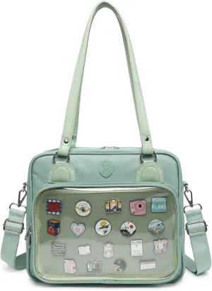 RAINBOW SMILE Canvas Ita Bag Backpack Crossbody Bag Kawaii Pin Display Bag Messenger Shoulder Bags