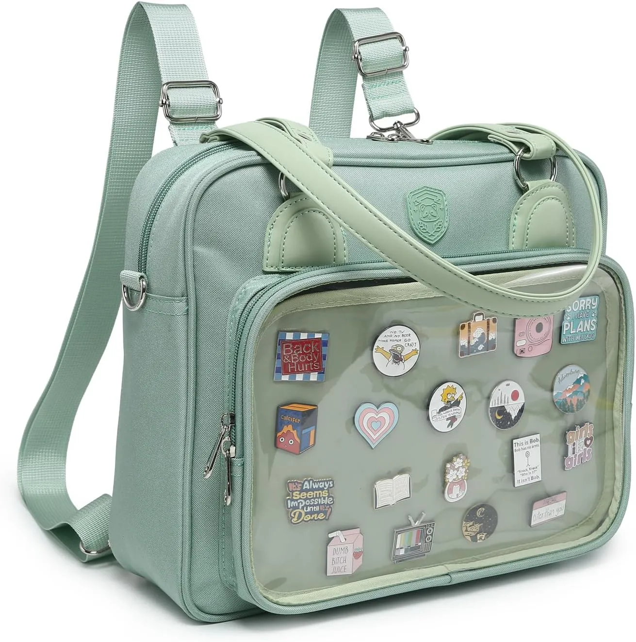 RAINBOW SMILE Canvas Ita Bag Backpack Crossbody Bag Kawaii Pin Display Bag Messenger Shoulder Bags