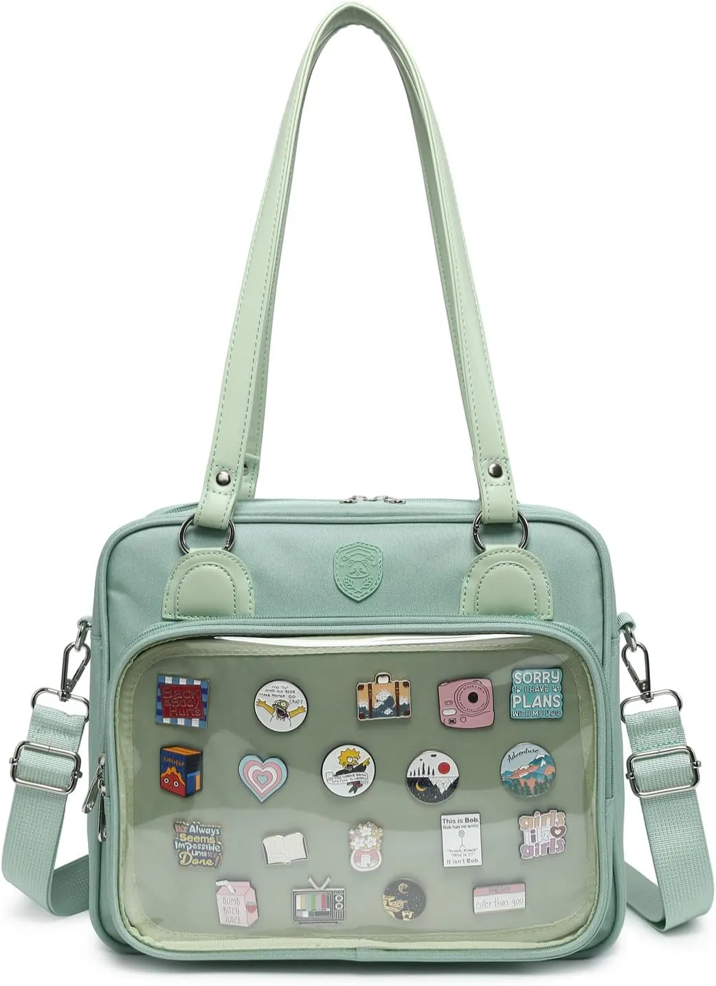 RAINBOW SMILE Canvas Ita Bag Backpack Crossbody Bag Kawaii Pin Display Bag Messenger Shoulder Bags