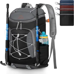 RAINSMORE Foldable Hiking Backpack for Women Men Packable Camping Backpack 40L Waterproof Hiking Daypack Bag Lightweight Collapsible Daypack for Travel Trekking Mountaineering Large Capacity Black