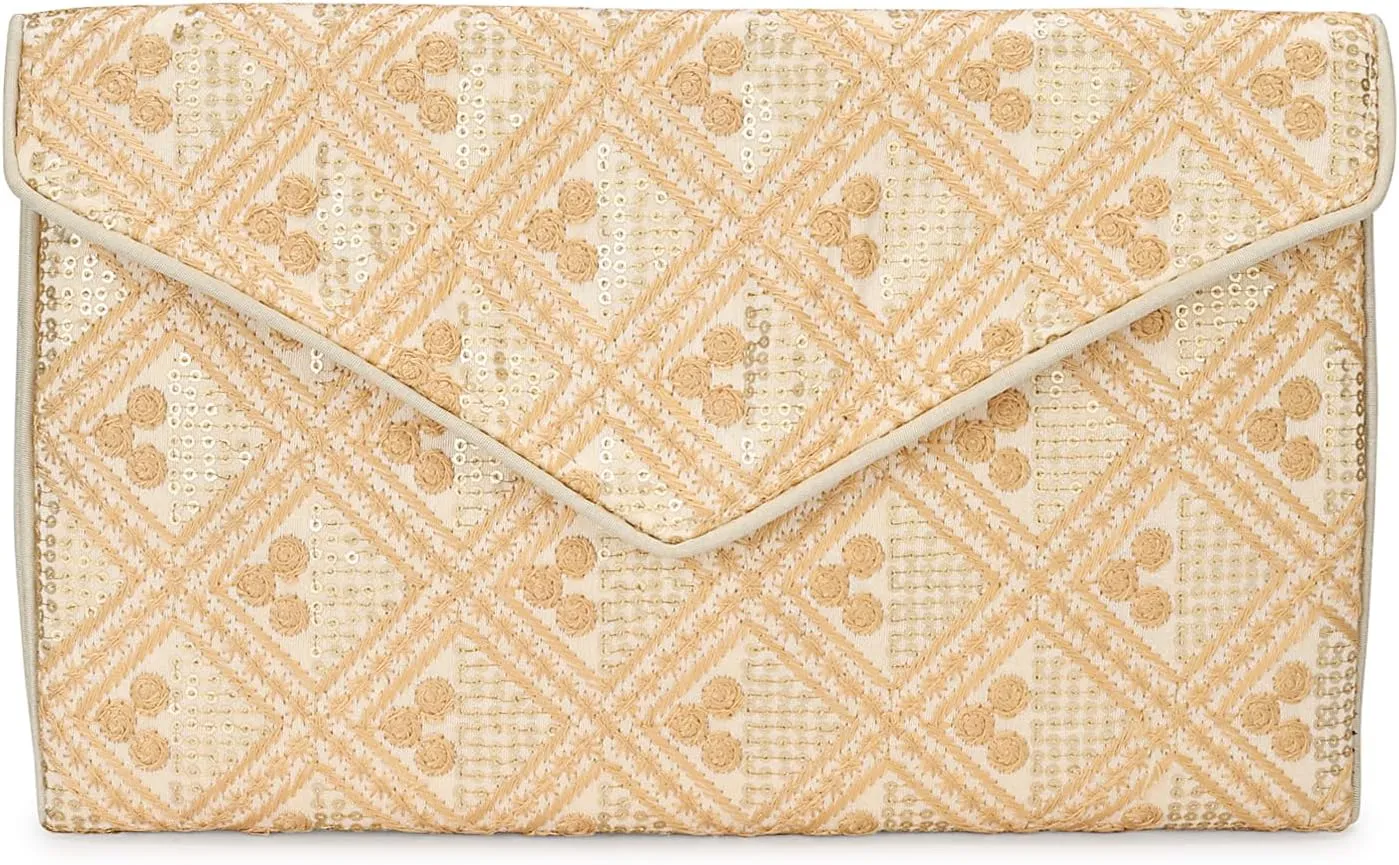 Rajasthani Indian Art Sling Bag Foldover Clutch Purse For Women, Indian Handcrafted Foldover Sling Clutch