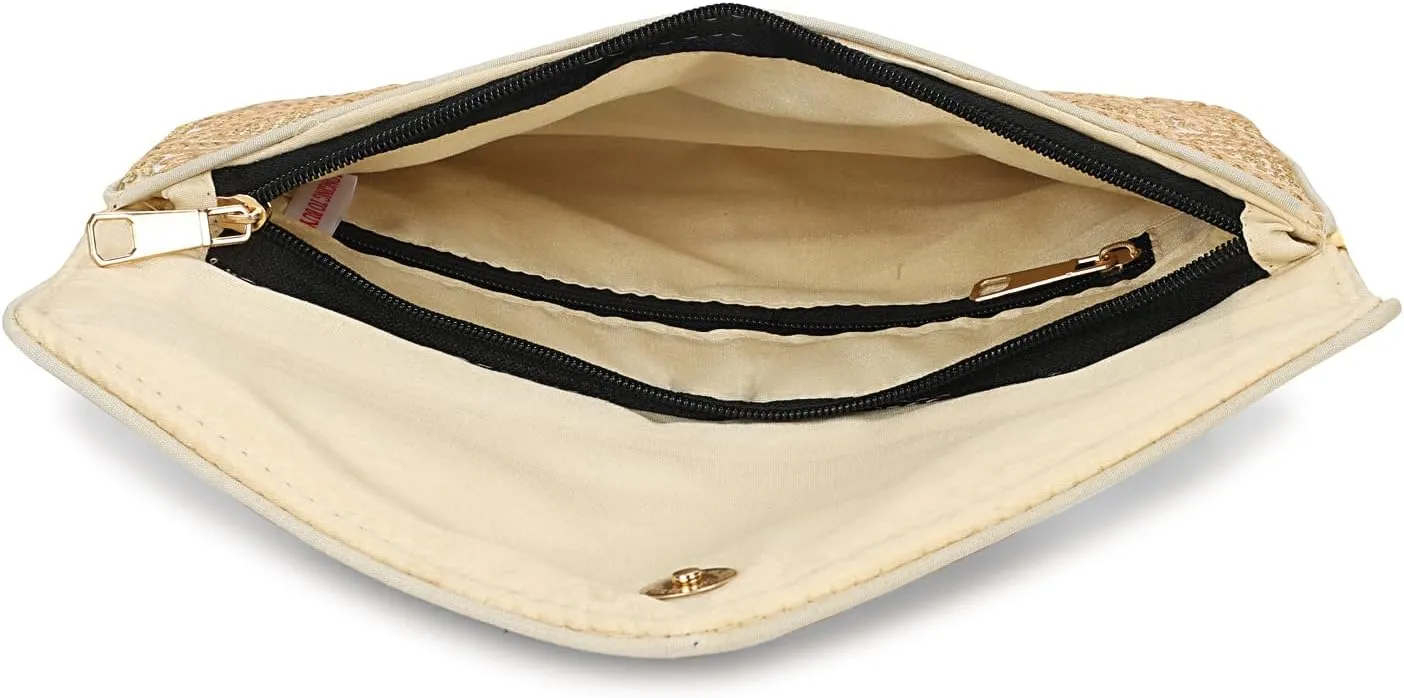 Rajasthani Indian Art Sling Bag Foldover Clutch Purse For Women, Indian Handcrafted Foldover Sling Clutch