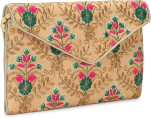 Rajasthani Indian Art Sling Bag Foldover Clutch Purse For Women, Indian Handcrafted Foldover Sling Clutch