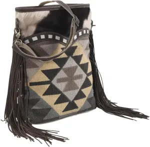 Real Cowhide Leather and Upcycled Canvas Messenger Bag - LB267