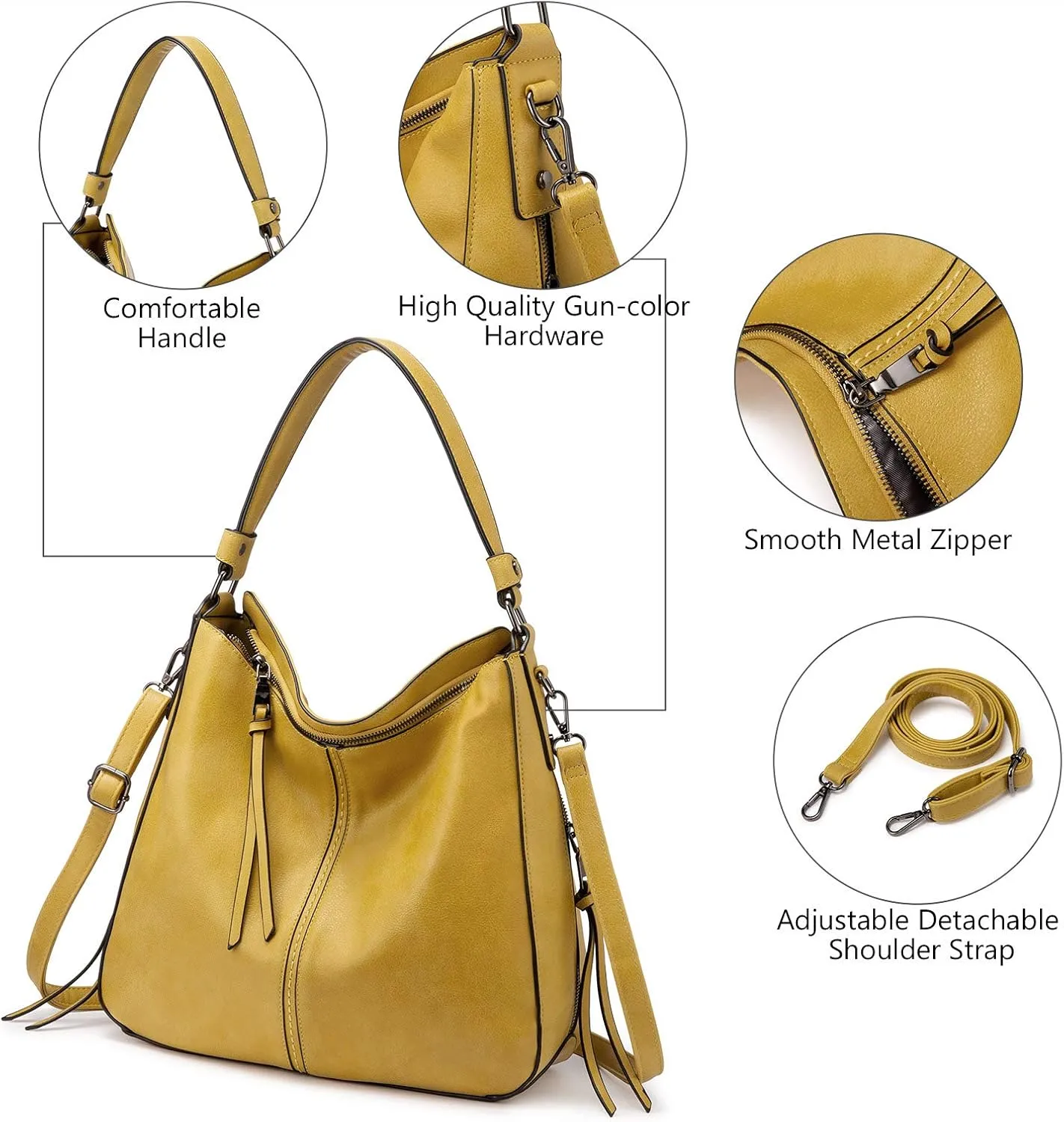 Realer Hobo Crossbody Bags for Women Designer Leather Hobo Handbags Retro Large Size Shoulder Bag Bucket Purse