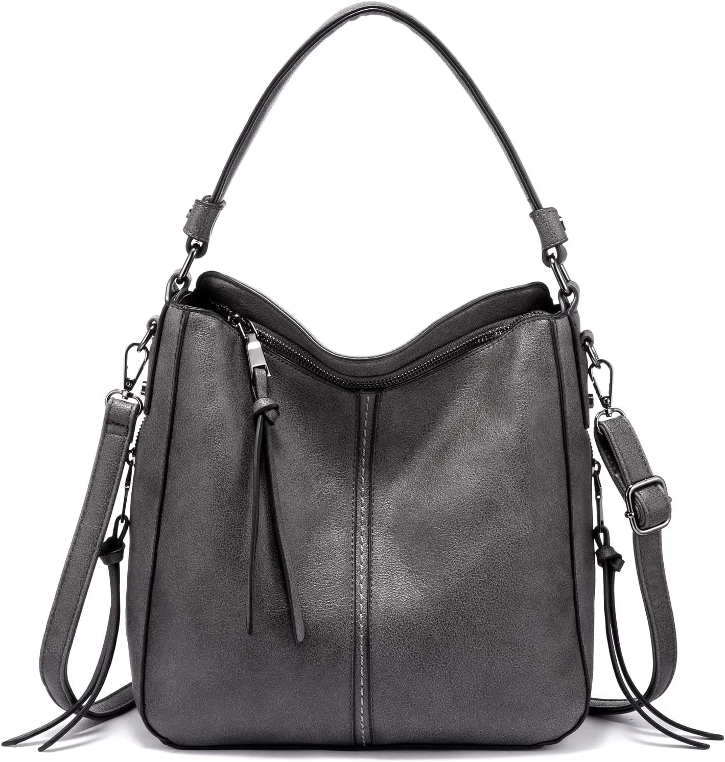 Realer Hobo Crossbody Bags for Women Designer Leather Hobo Handbags Retro Large Size Shoulder Bag Bucket Purse