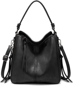 Realer Hobo Crossbody Bags for Women Designer Leather Hobo Handbags Retro Large Size Shoulder Bag Bucket Purse