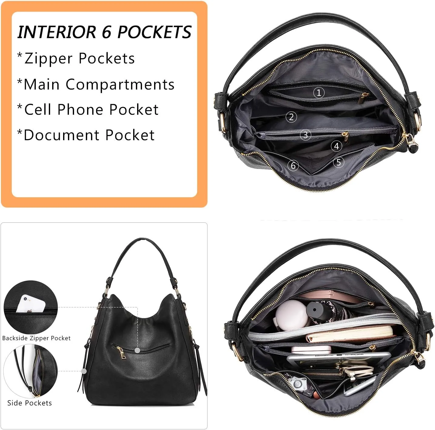 Realer Hobo Crossbody Bags for Women Designer Leather Hobo Handbags Retro Large Size Shoulder Bag Bucket Purse