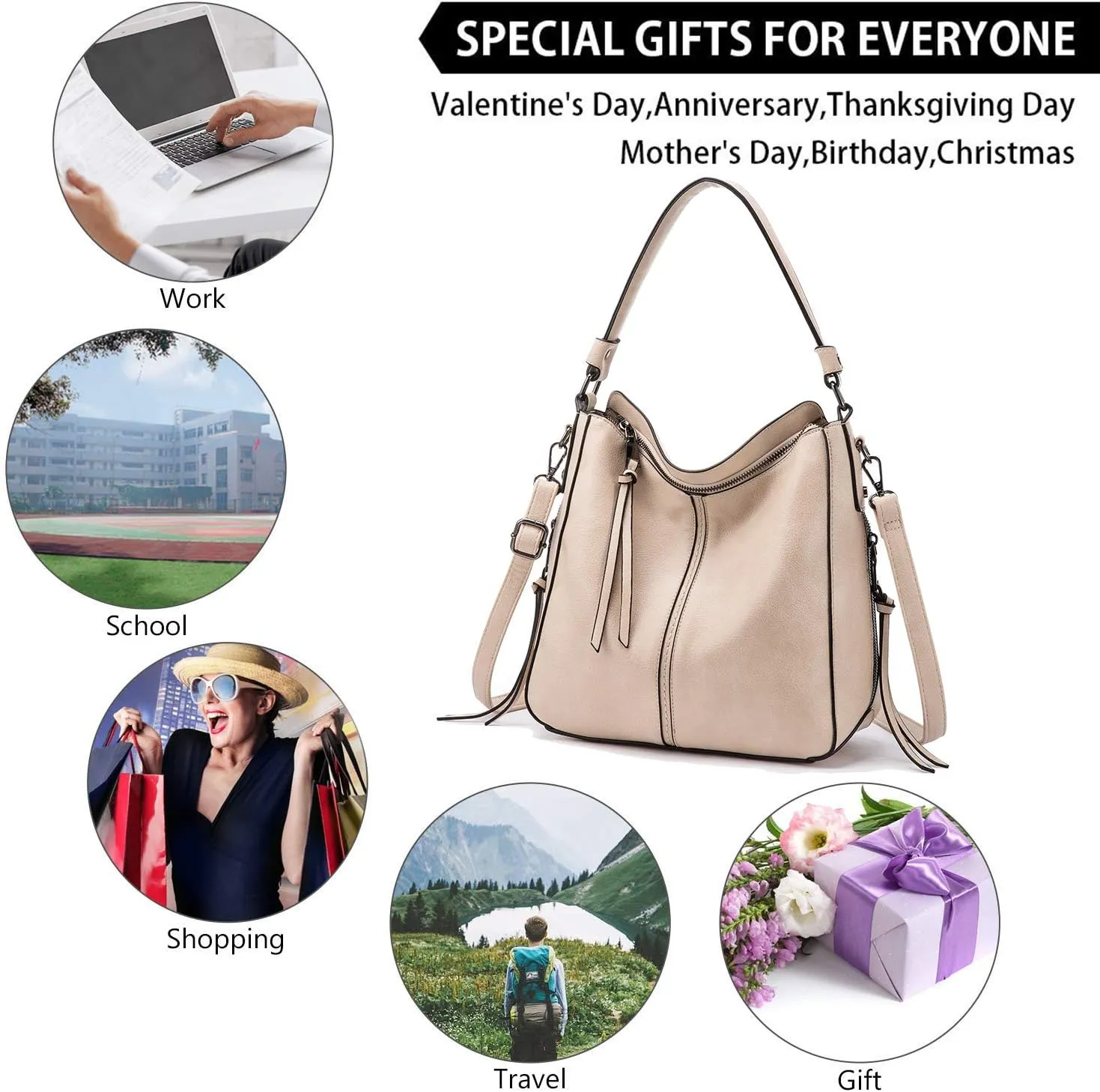 Realer Hobo Crossbody Bags for Women Designer Leather Hobo Handbags Retro Large Size Shoulder Bag Bucket Purse