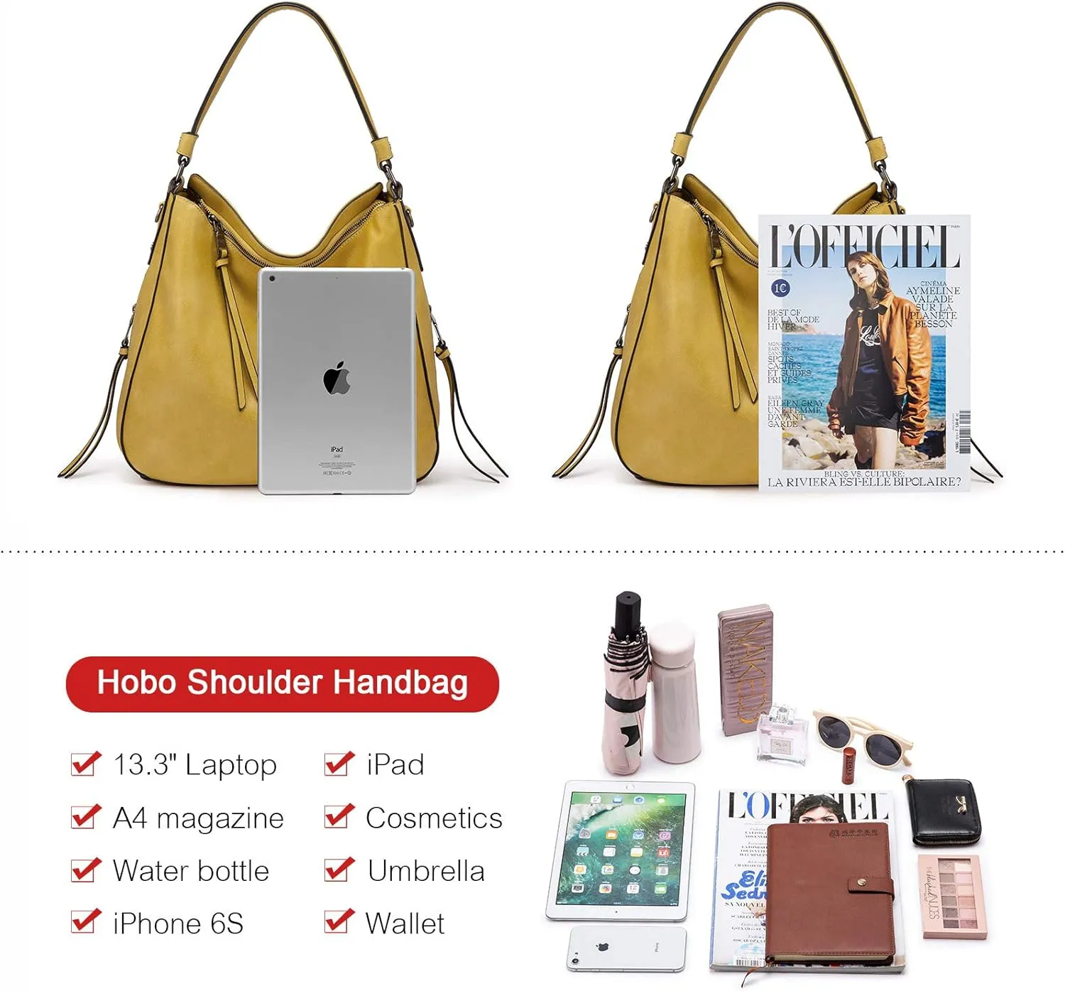Realer Hobo Crossbody Bags for Women Designer Leather Hobo Handbags Retro Large Size Shoulder Bag Bucket Purse