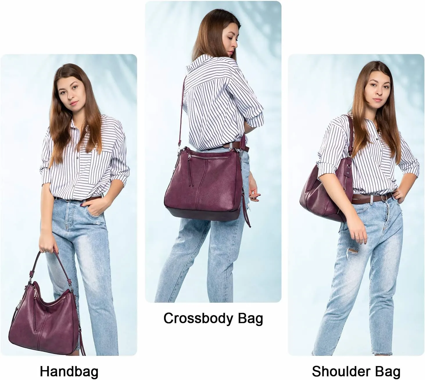 Realer Hobo Crossbody Bags for Women Designer Leather Hobo Handbags Retro Large Size Shoulder Bag Bucket Purse