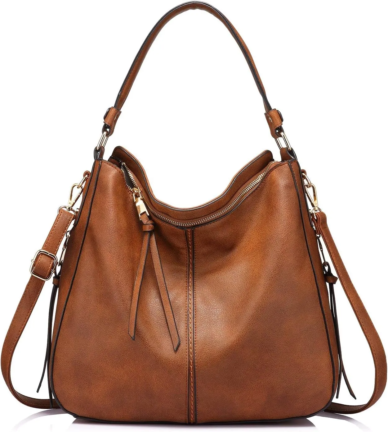 Realer Hobo Crossbody Bags for Women Designer Leather Hobo Handbags Retro Large Size Shoulder Bag Bucket Purse