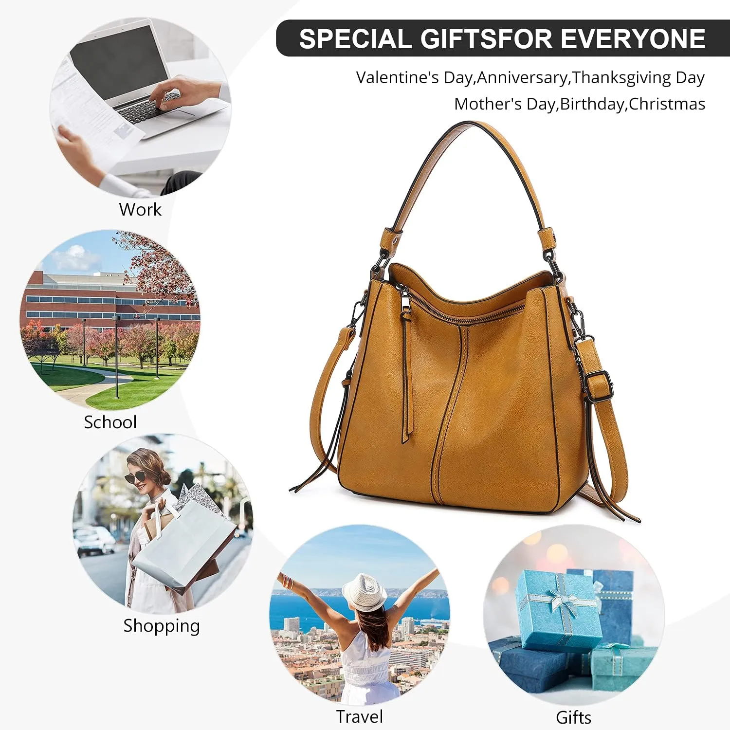 Realer Hobo Crossbody Bags for Women Designer Leather Hobo Handbags Retro Large Size Shoulder Bag Bucket Purse