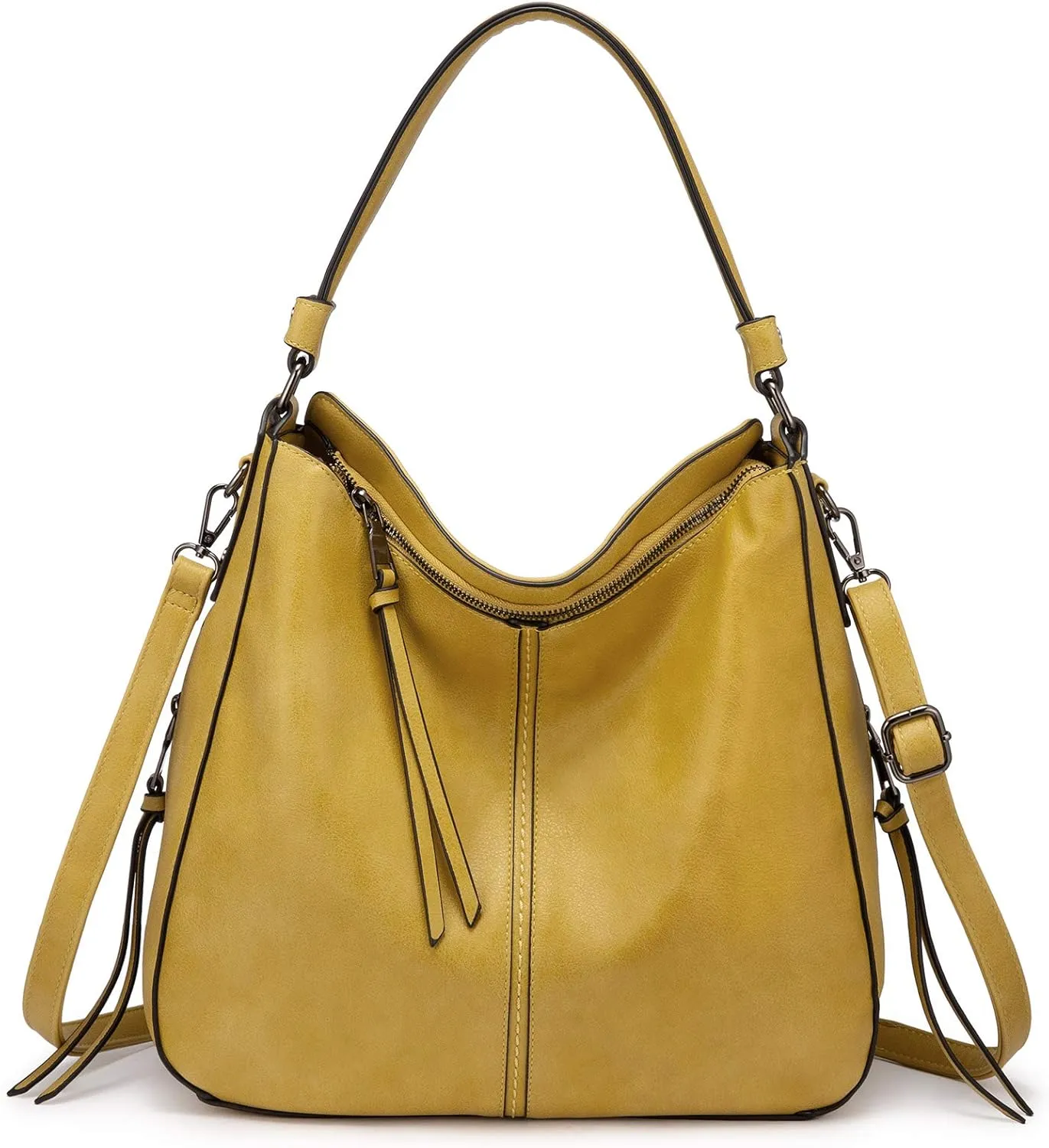 Realer Hobo Crossbody Bags for Women Designer Leather Hobo Handbags Retro Large Size Shoulder Bag Bucket Purse