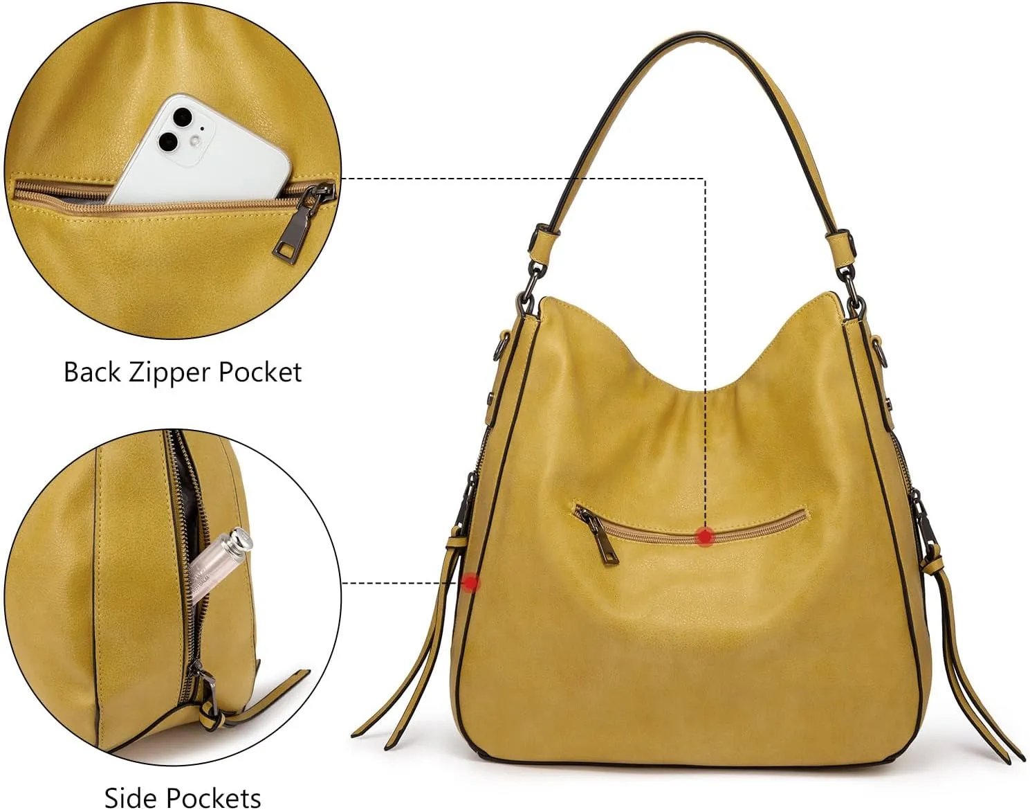 Realer Hobo Crossbody Bags for Women Designer Leather Hobo Handbags Retro Large Size Shoulder Bag Bucket Purse