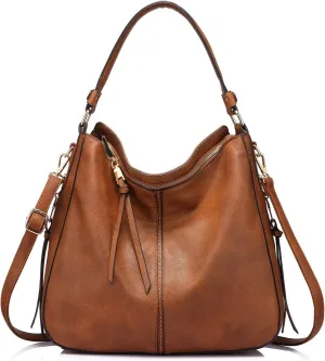 Realer Hobo Crossbody Bags for Women Designer Leather Hobo Handbags Retro Large Size Shoulder Bag Bucket Purse