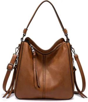 Realer Hobo Crossbody Bags for Women Designer Leather Hobo Handbags Retro Large Size Shoulder Bag Bucket Purse