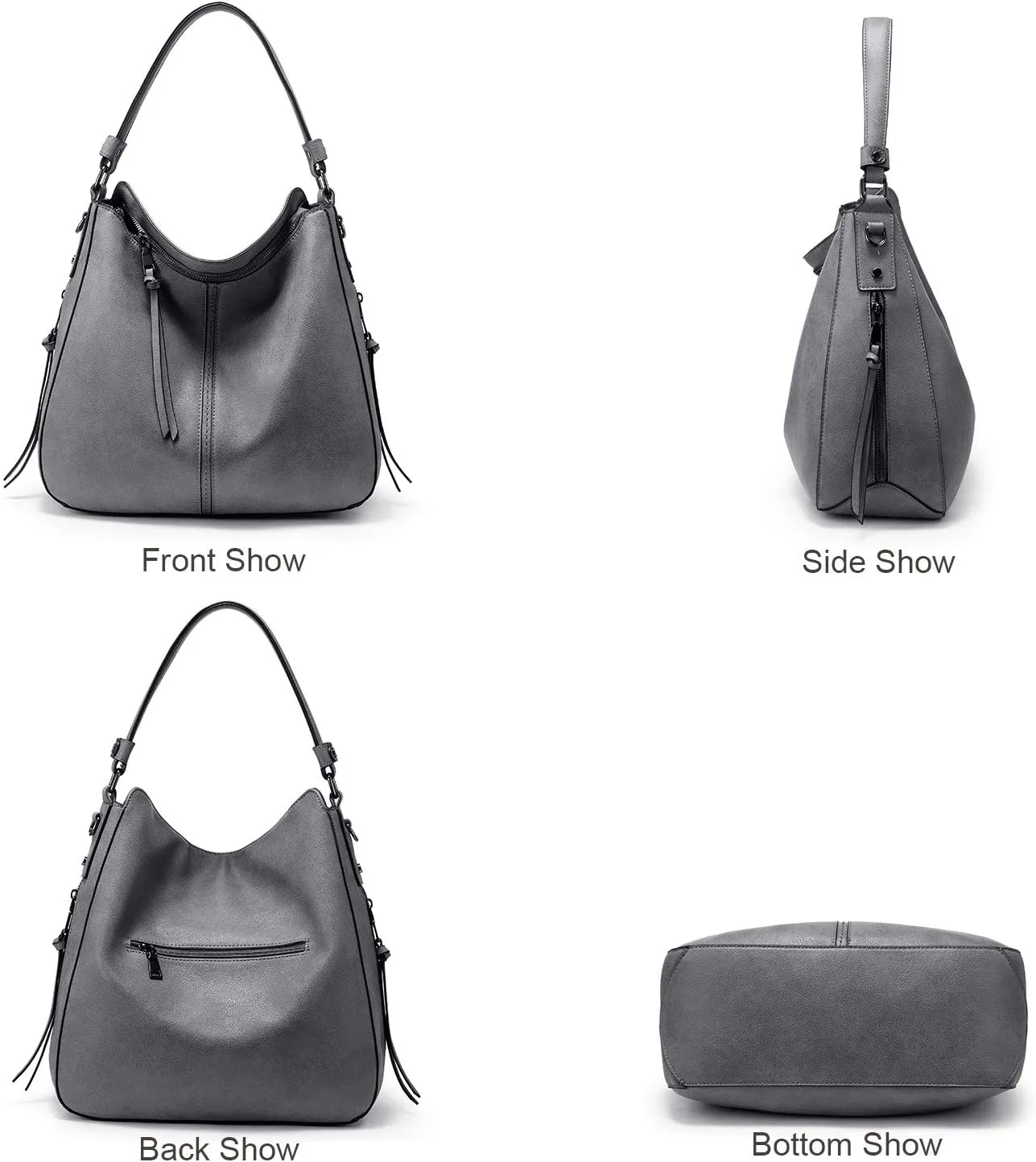 Realer Hobo Crossbody Bags for Women Designer Leather Hobo Handbags Retro Large Size Shoulder Bag Bucket Purse