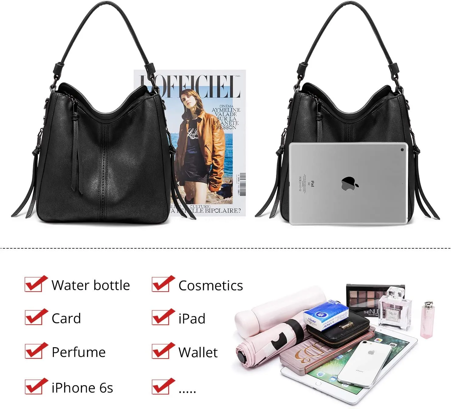 Realer Hobo Crossbody Bags for Women Designer Leather Hobo Handbags Retro Large Size Shoulder Bag Bucket Purse
