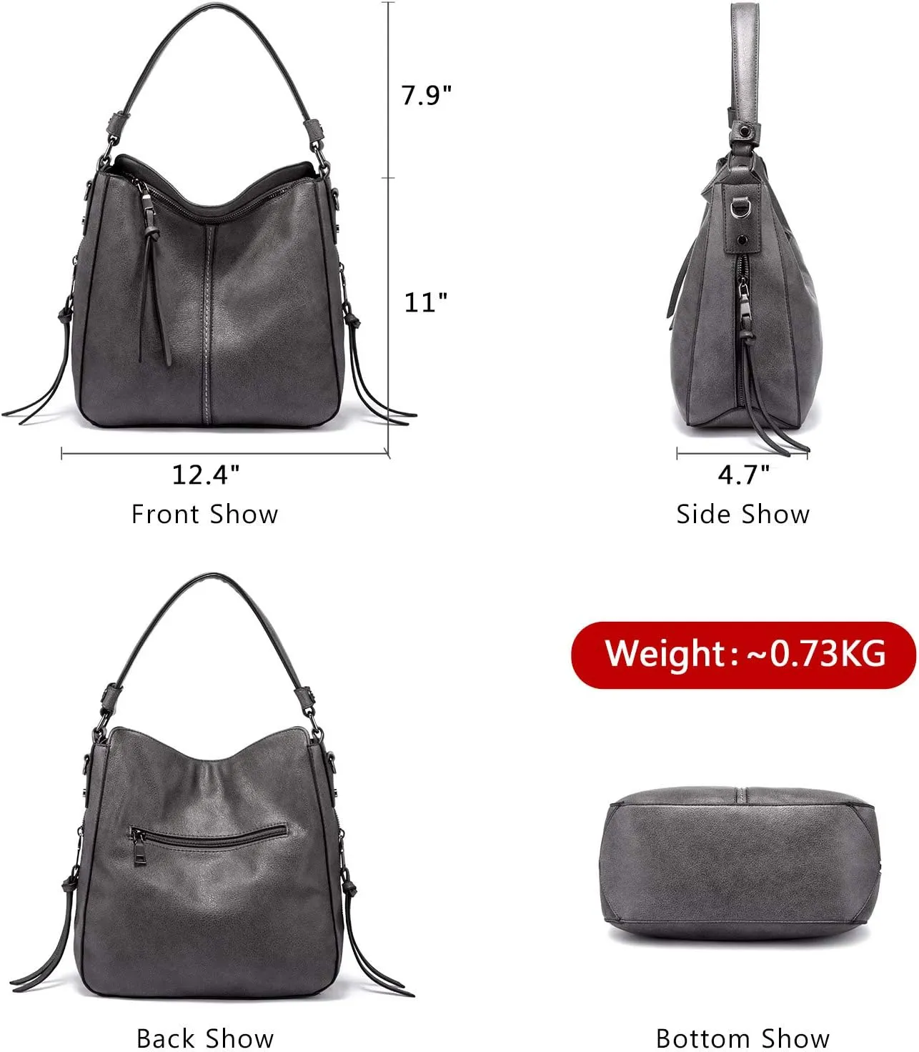 Realer Hobo Crossbody Bags for Women Designer Leather Hobo Handbags Retro Large Size Shoulder Bag Bucket Purse