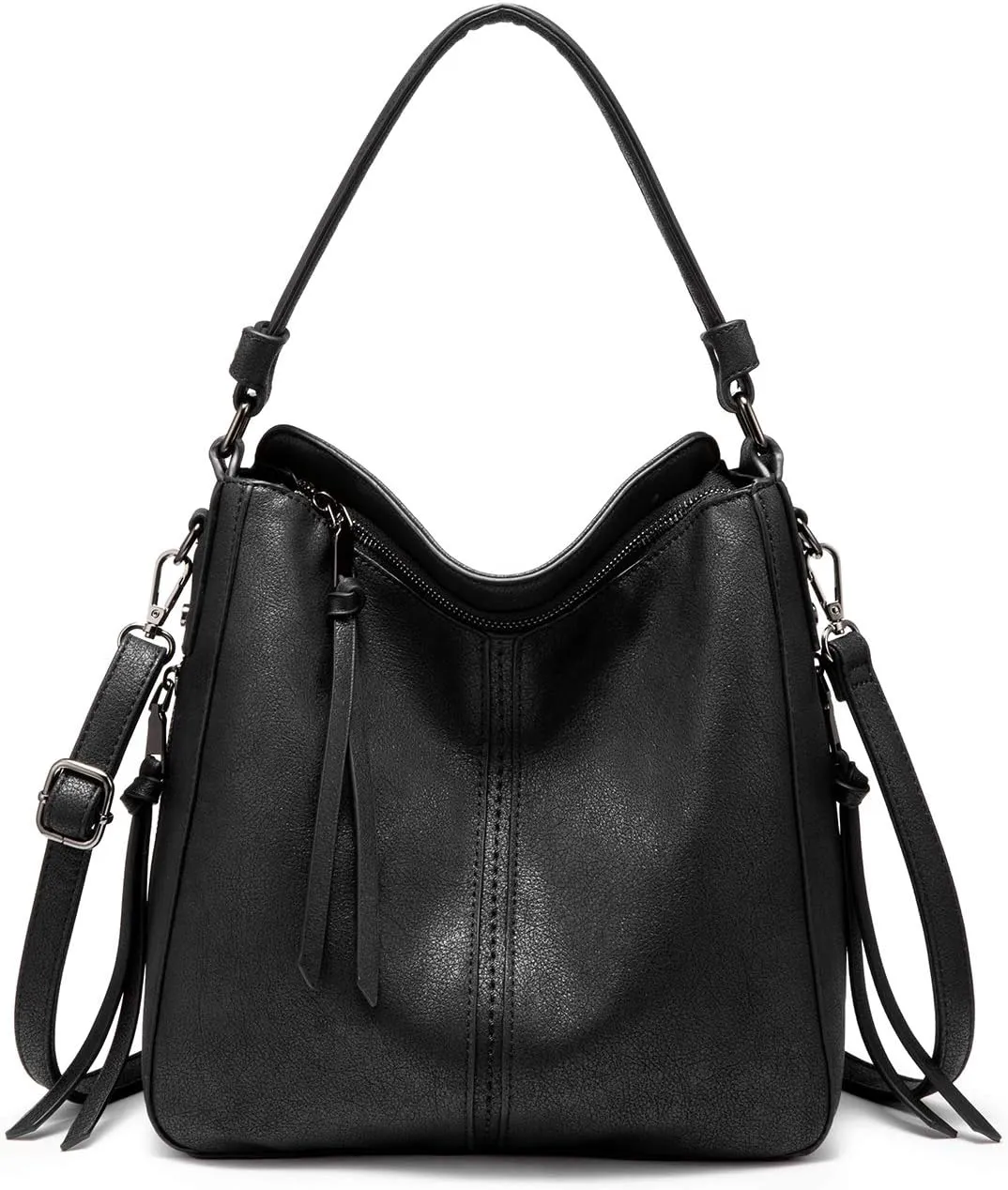 Realer Hobo Crossbody Bags for Women Designer Leather Hobo Handbags Retro Large Size Shoulder Bag Bucket Purse