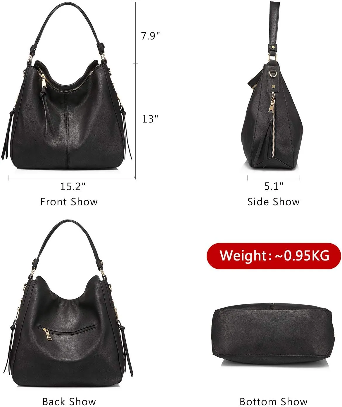 Realer Hobo Crossbody Bags for Women Designer Leather Hobo Handbags Retro Large Size Shoulder Bag Bucket Purse