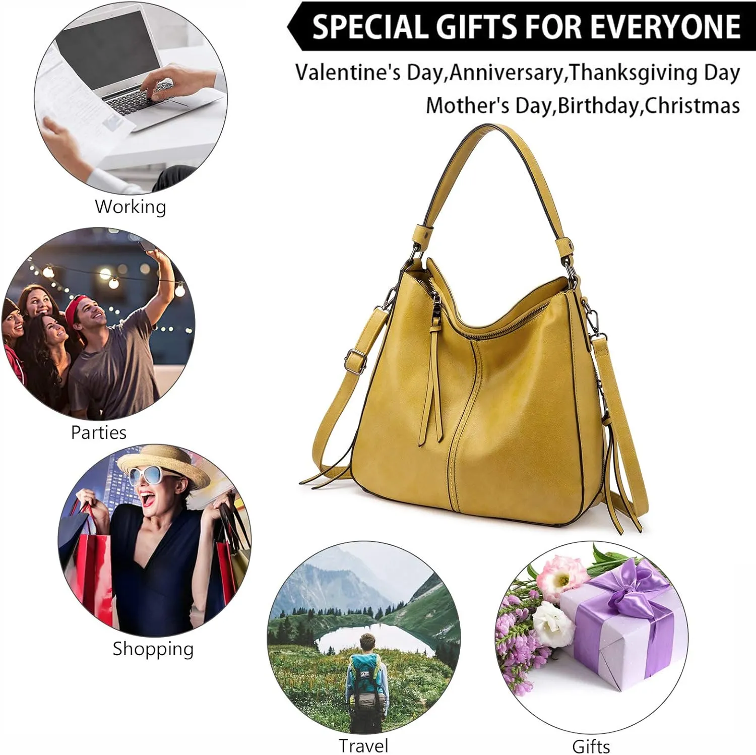 Realer Hobo Crossbody Bags for Women Designer Leather Hobo Handbags Retro Large Size Shoulder Bag Bucket Purse