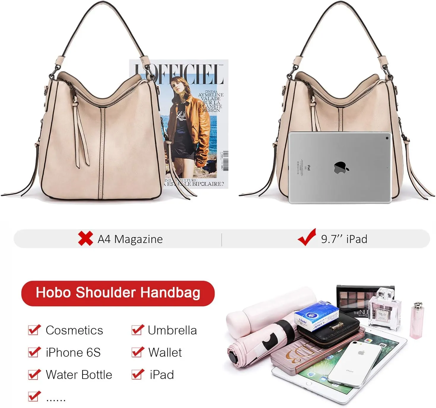 Realer Hobo Crossbody Bags for Women Designer Leather Hobo Handbags Retro Large Size Shoulder Bag Bucket Purse