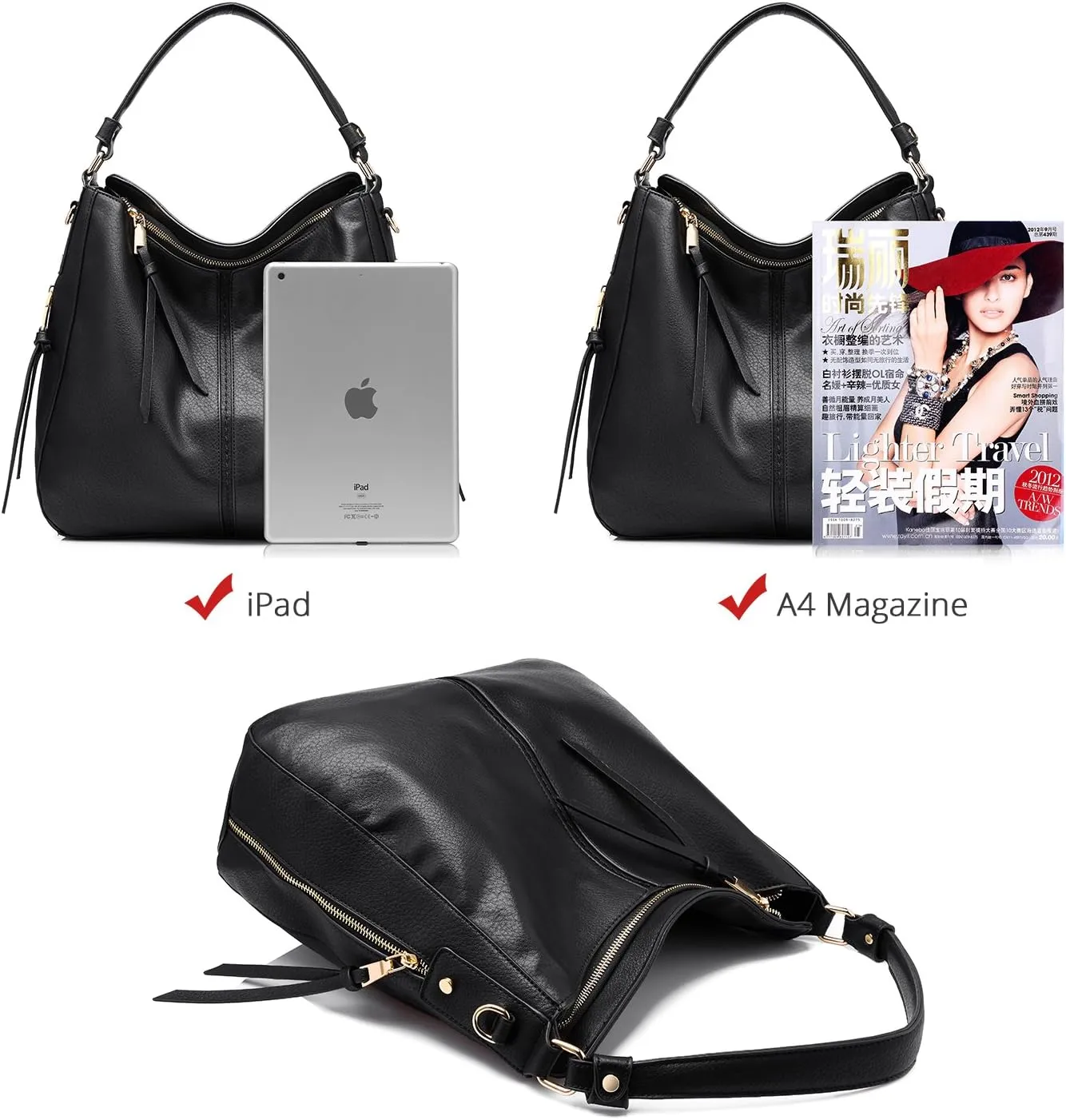 Realer Hobo Crossbody Bags for Women Designer Leather Hobo Handbags Retro Large Size Shoulder Bag Bucket Purse