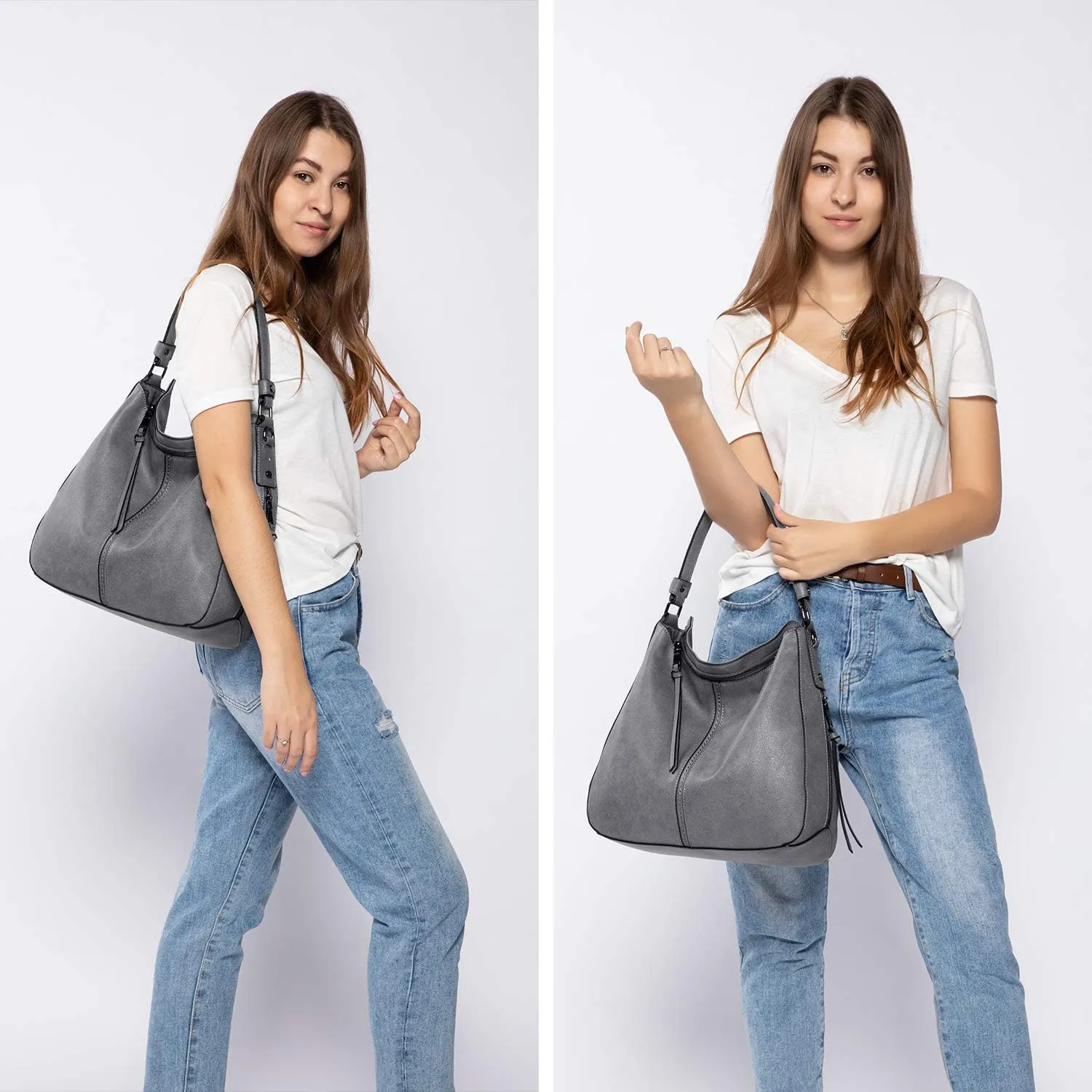 Realer Hobo Crossbody Bags for Women Designer Leather Hobo Handbags Retro Large Size Shoulder Bag Bucket Purse