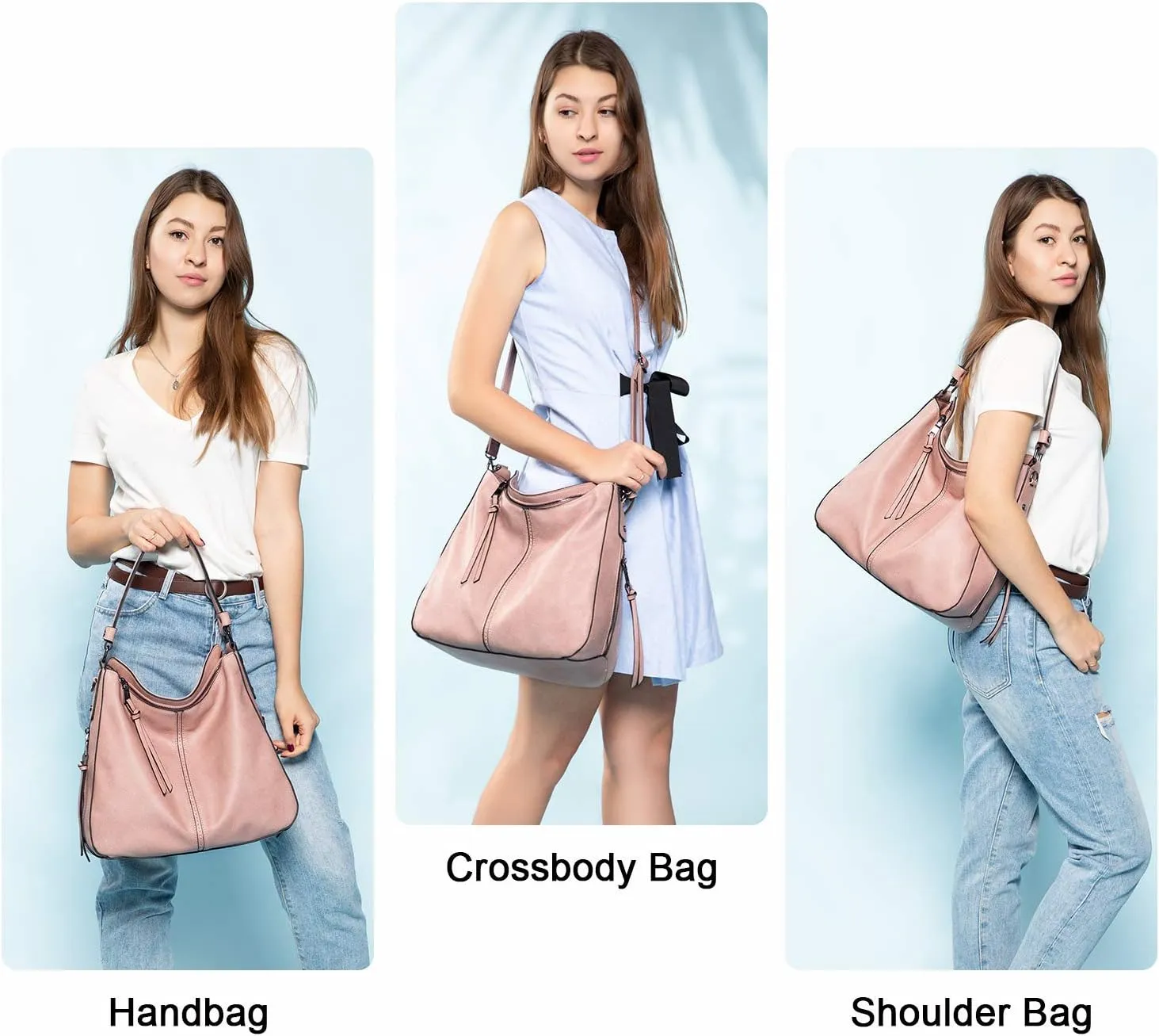 Realer Hobo Crossbody Bags for Women Designer Leather Hobo Handbags Retro Large Size Shoulder Bag Bucket Purse