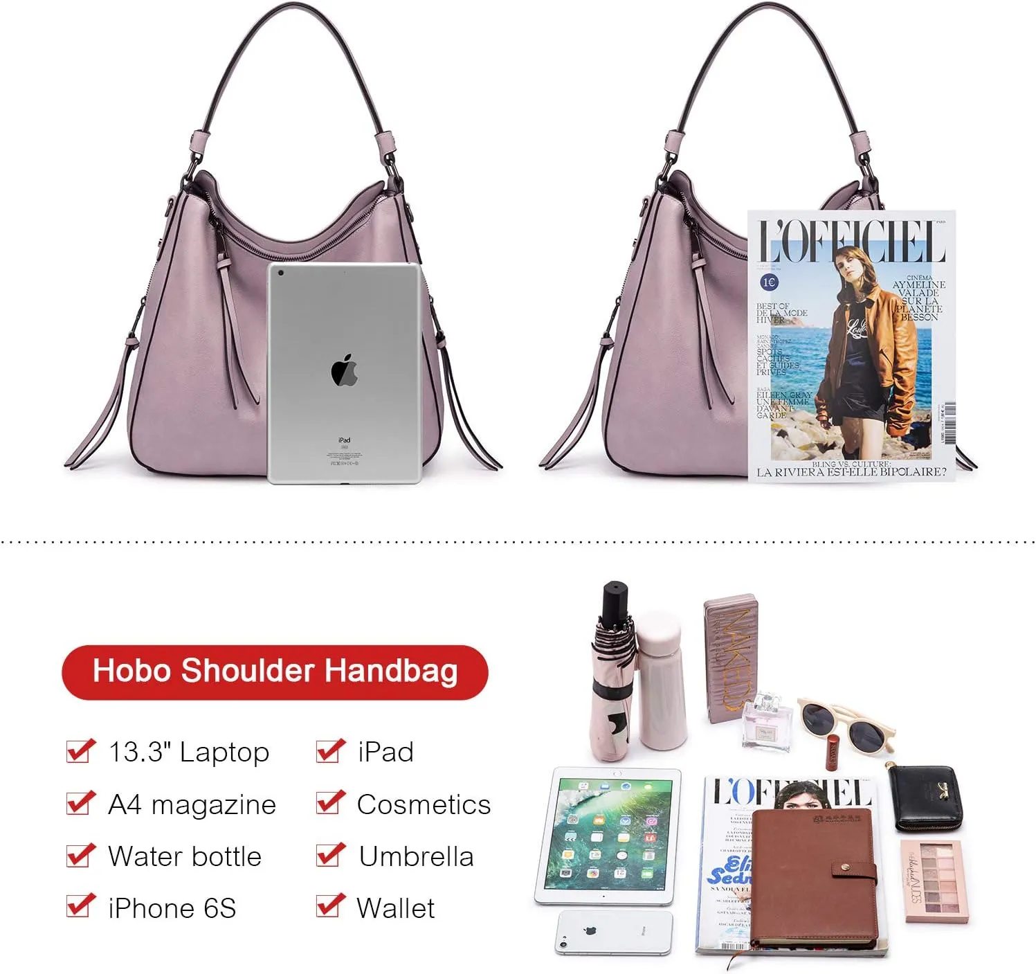 Realer Hobo Crossbody Bags for Women Designer Leather Hobo Handbags Retro Large Size Shoulder Bag Bucket Purse