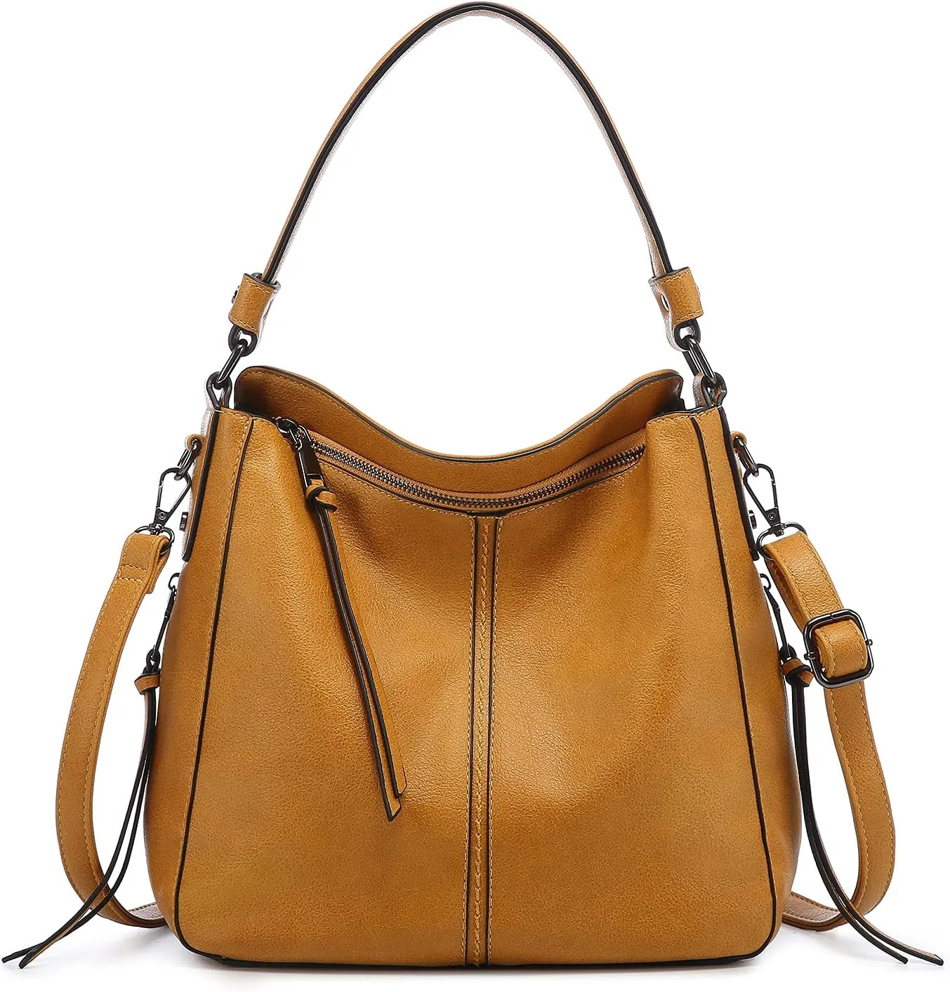 Realer Hobo Crossbody Bags for Women Designer Leather Hobo Handbags Retro Large Size Shoulder Bag Bucket Purse