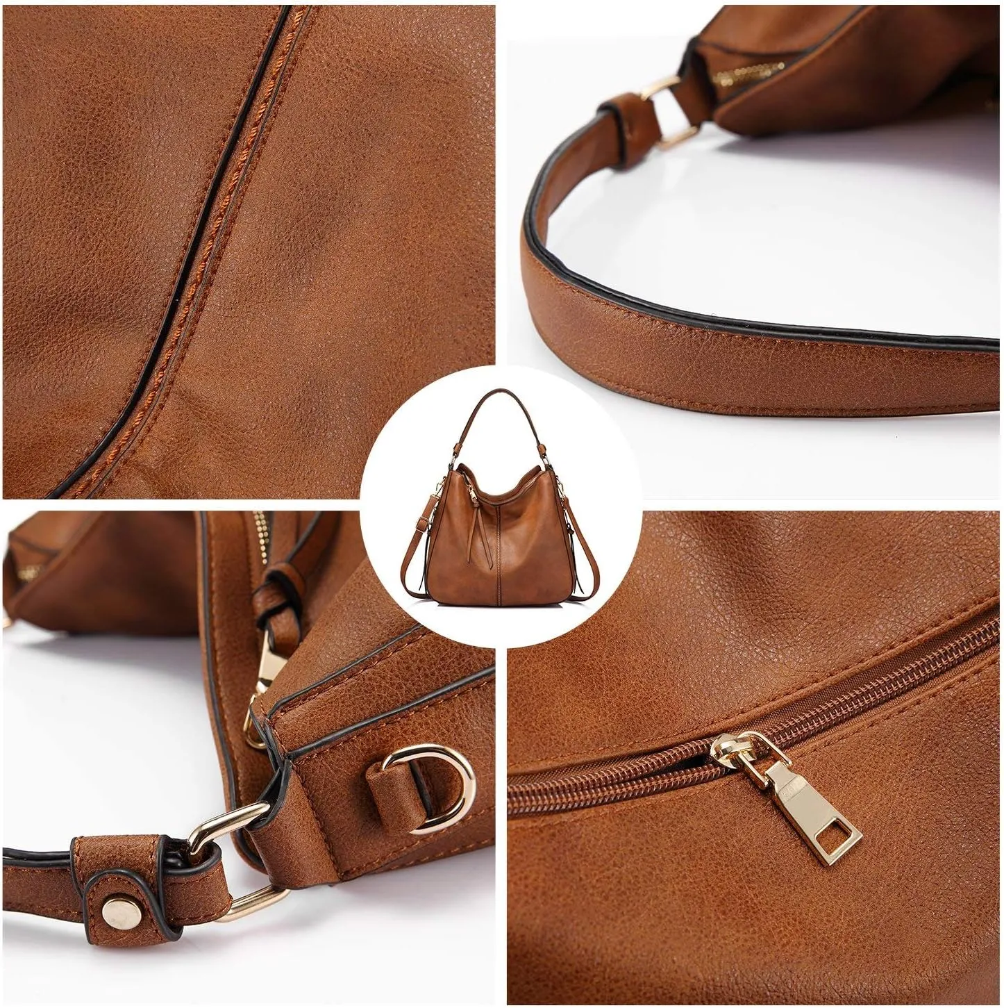 Realer Hobo Crossbody Bags for Women Designer Leather Hobo Handbags Retro Large Size Shoulder Bag Bucket Purse