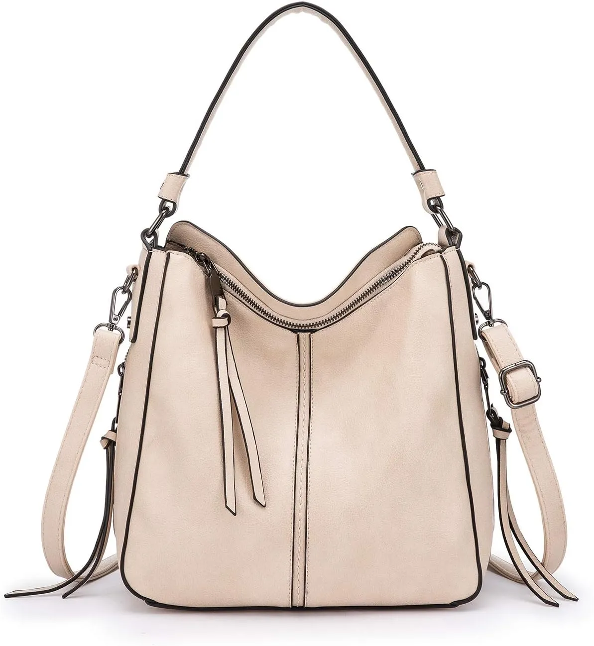 Realer Hobo Crossbody Bags for Women Designer Leather Hobo Handbags Retro Large Size Shoulder Bag Bucket Purse