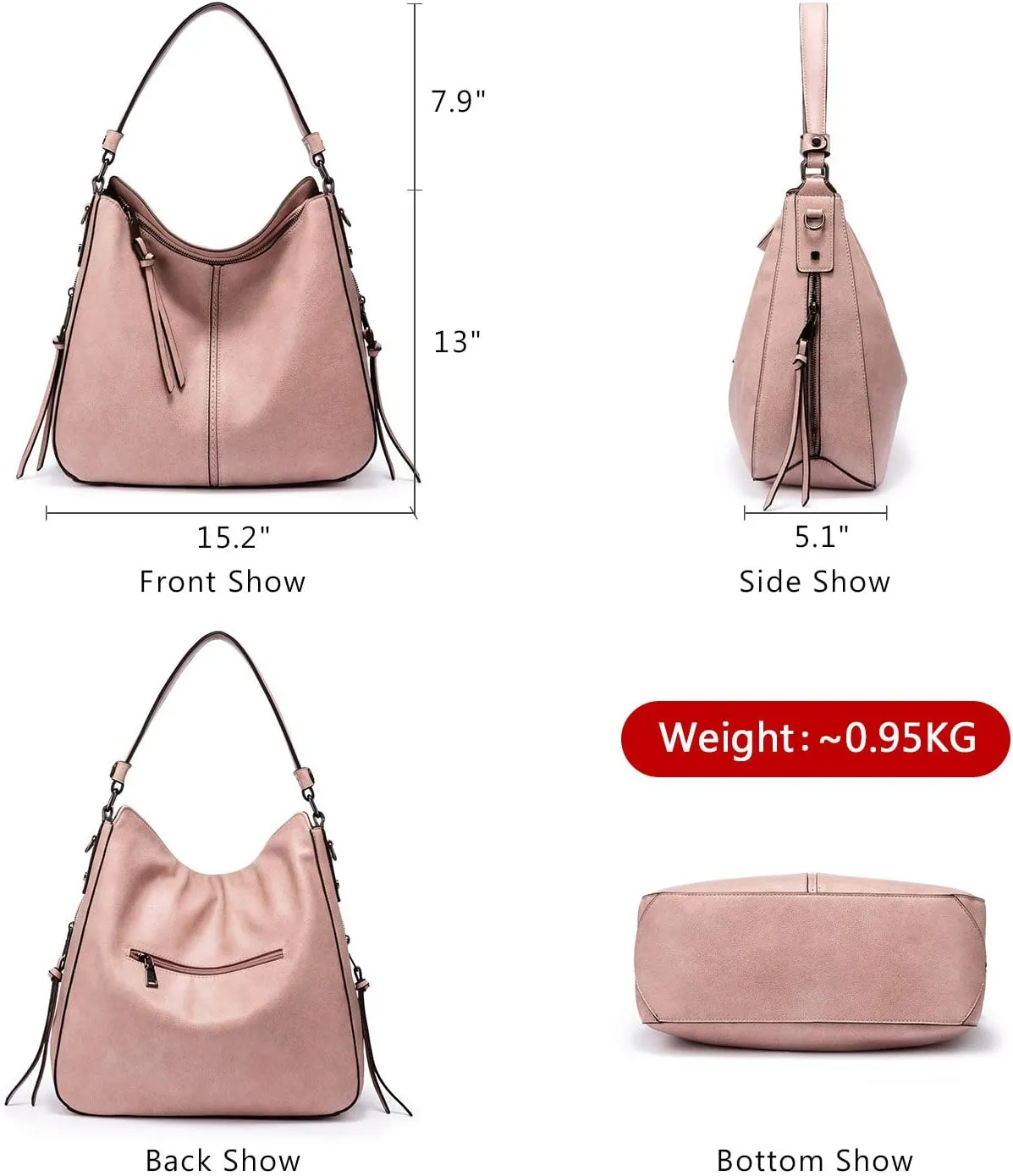 Realer Hobo Crossbody Bags for Women Designer Leather Hobo Handbags Retro Large Size Shoulder Bag Bucket Purse