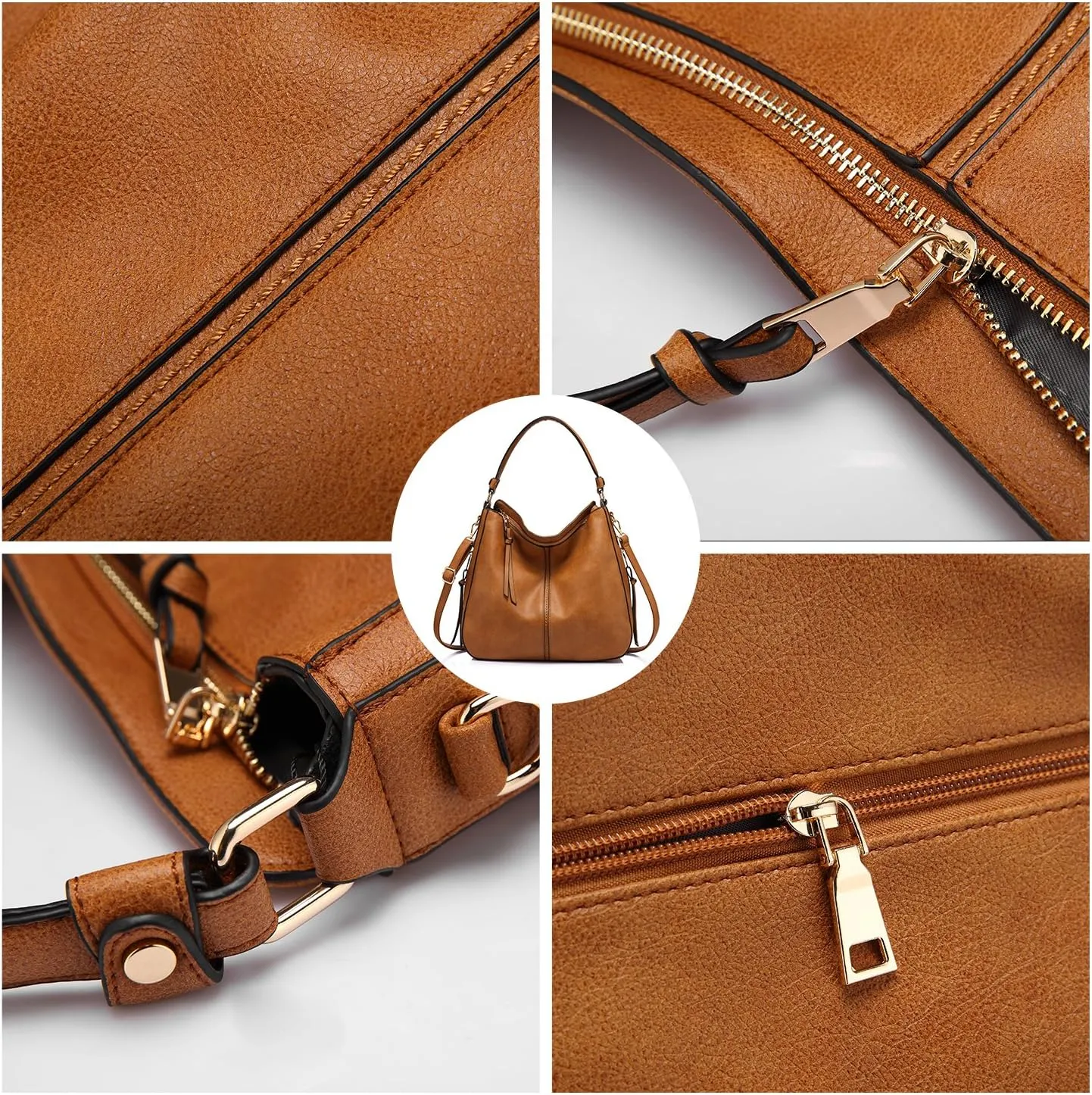Realer Hobo Crossbody Bags for Women Designer Leather Hobo Handbags Retro Large Size Shoulder Bag Bucket Purse
