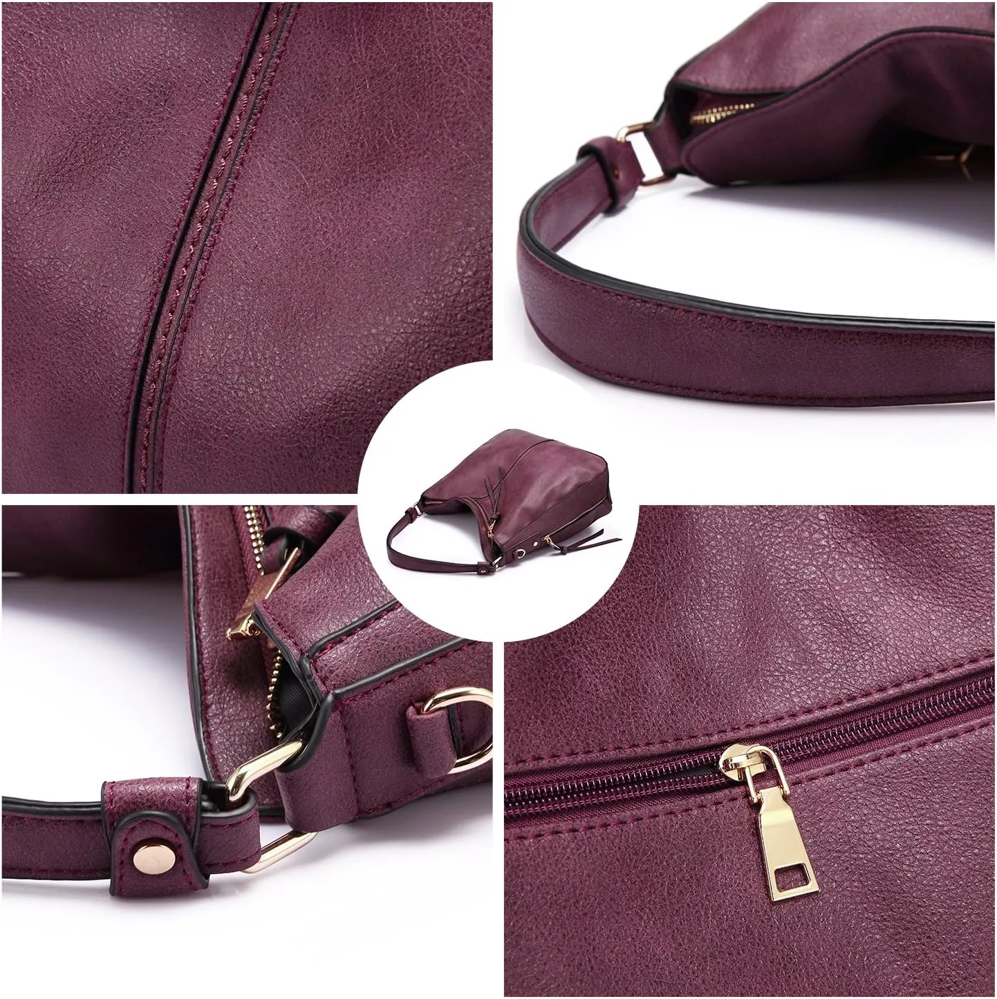 Realer Hobo Crossbody Bags for Women Designer Leather Hobo Handbags Retro Large Size Shoulder Bag Bucket Purse