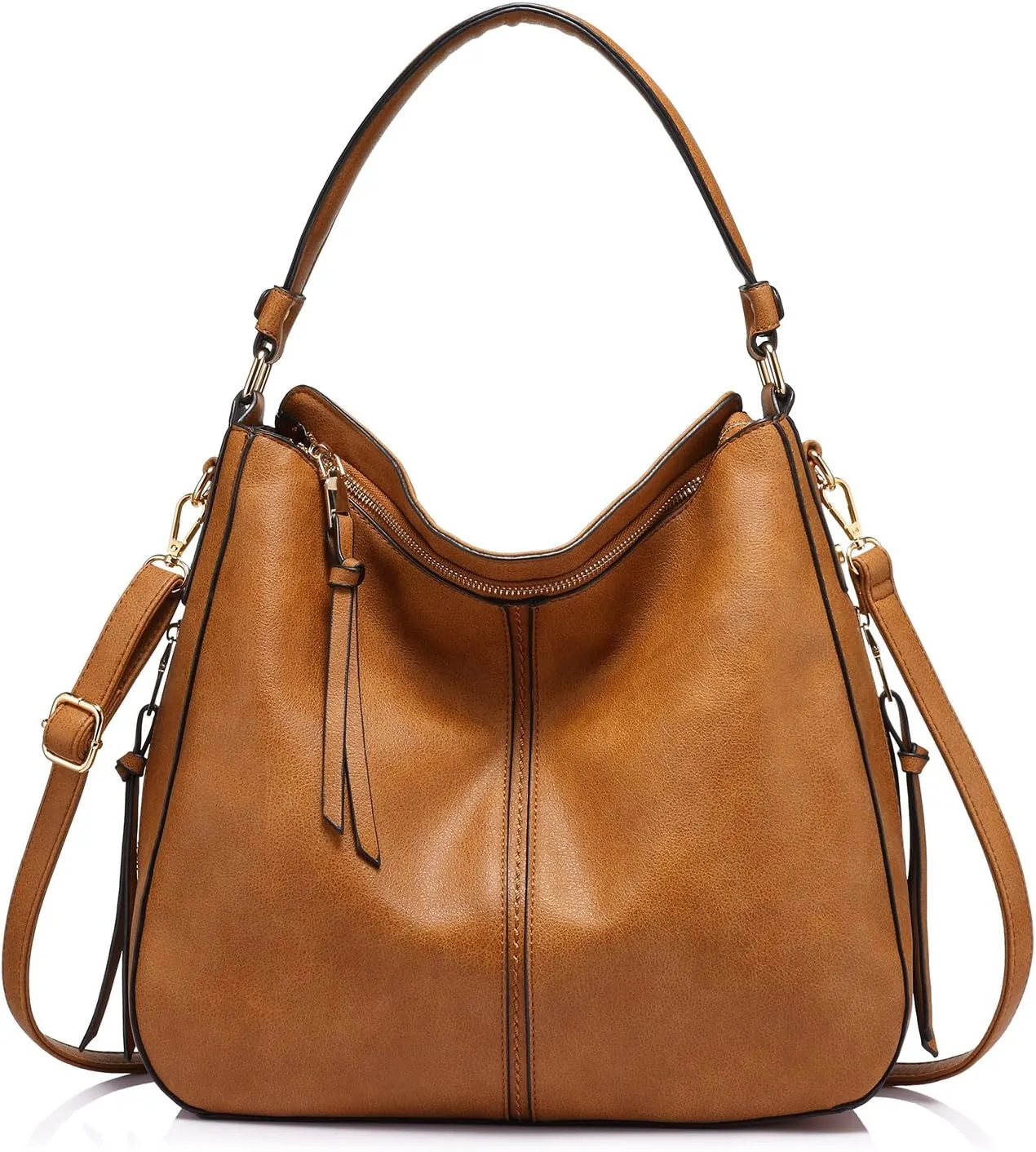 Realer Hobo Crossbody Bags for Women Designer Leather Hobo Handbags Retro Large Size Shoulder Bag Bucket Purse