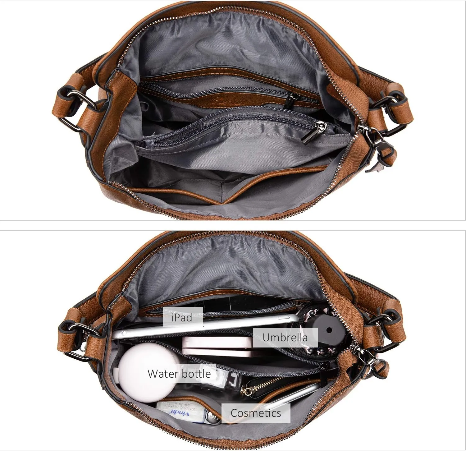 Realer Hobo Crossbody Bags for Women Designer Leather Hobo Handbags Retro Large Size Shoulder Bag Bucket Purse