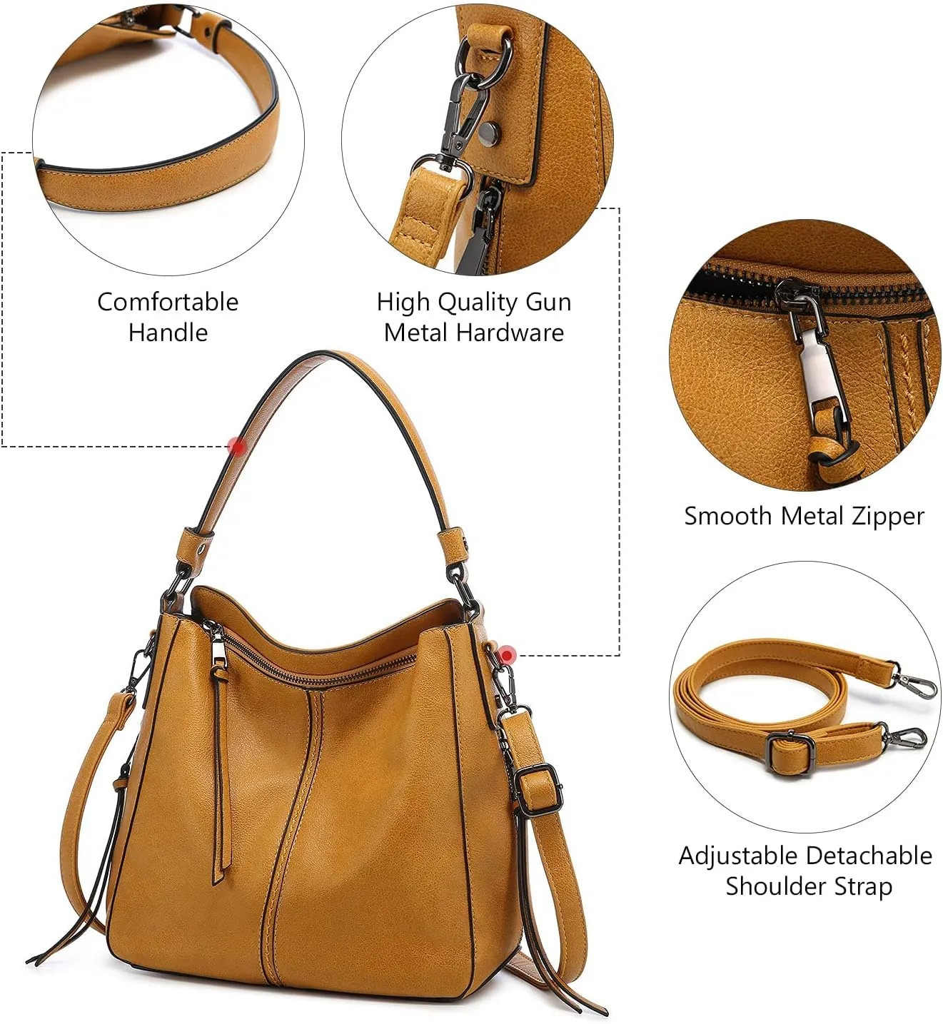 Realer Hobo Crossbody Bags for Women Designer Leather Hobo Handbags Retro Large Size Shoulder Bag Bucket Purse