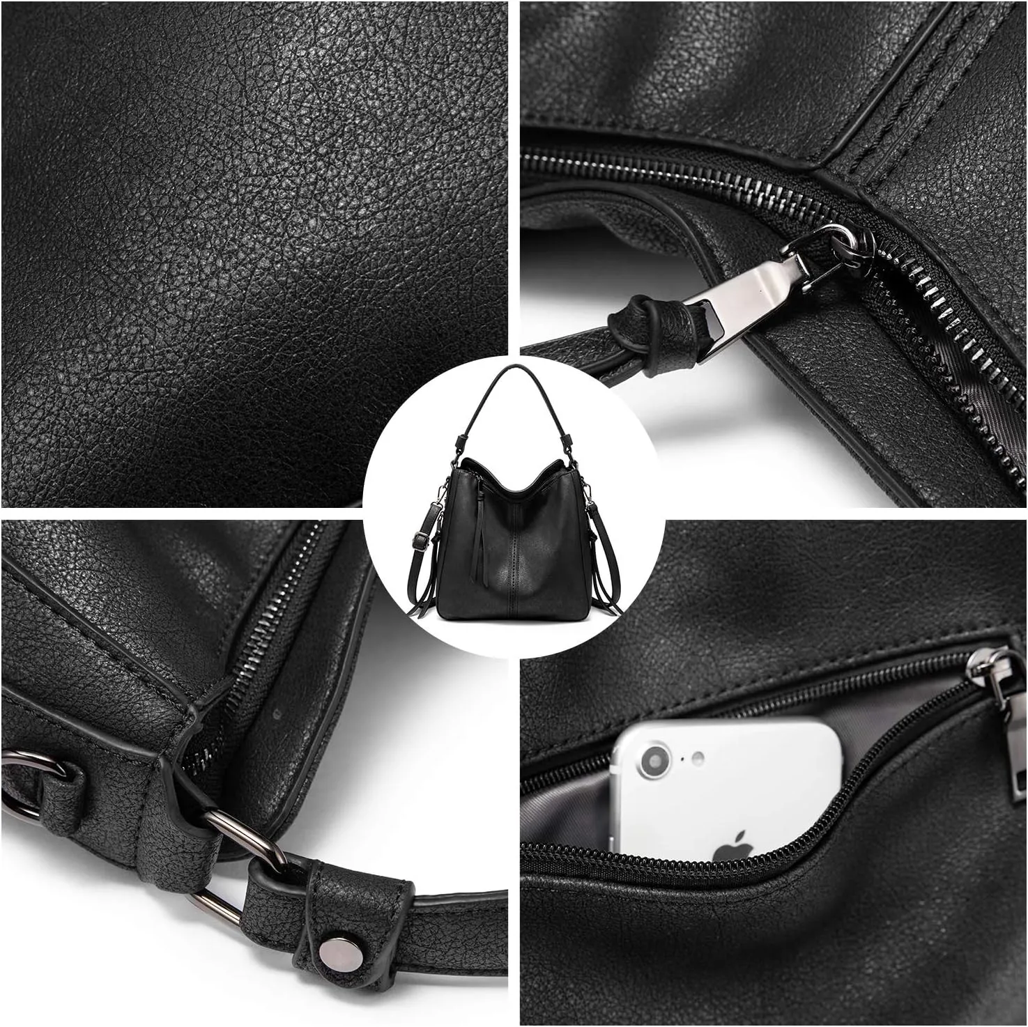 Realer Hobo Crossbody Bags for Women Designer Leather Hobo Handbags Retro Large Size Shoulder Bag Bucket Purse