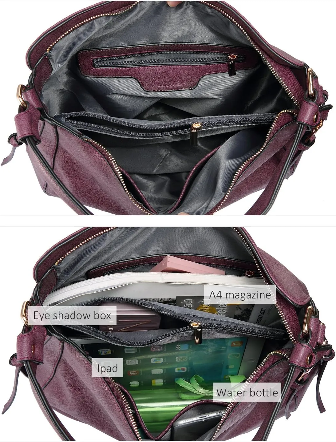 Realer Hobo Crossbody Bags for Women Designer Leather Hobo Handbags Retro Large Size Shoulder Bag Bucket Purse