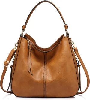 Realer Hobo Crossbody Bags for Women Designer Leather Hobo Handbags Retro Large Size Shoulder Bag Bucket Purse