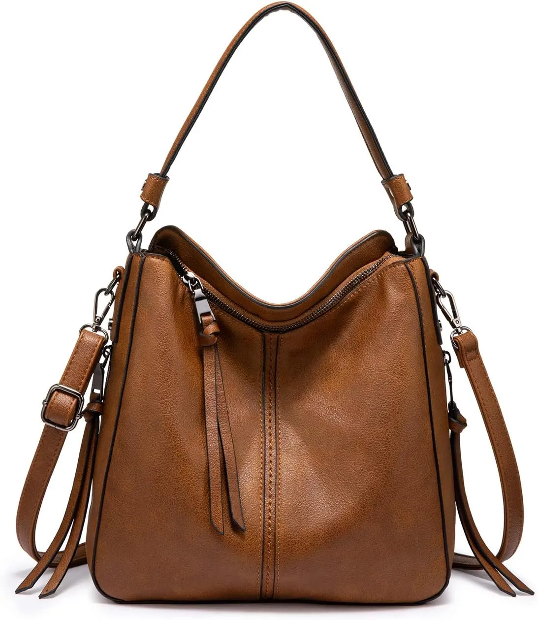 Realer Hobo Crossbody Bags for Women Designer Leather Hobo Handbags Retro Large Size Shoulder Bag Bucket Purse