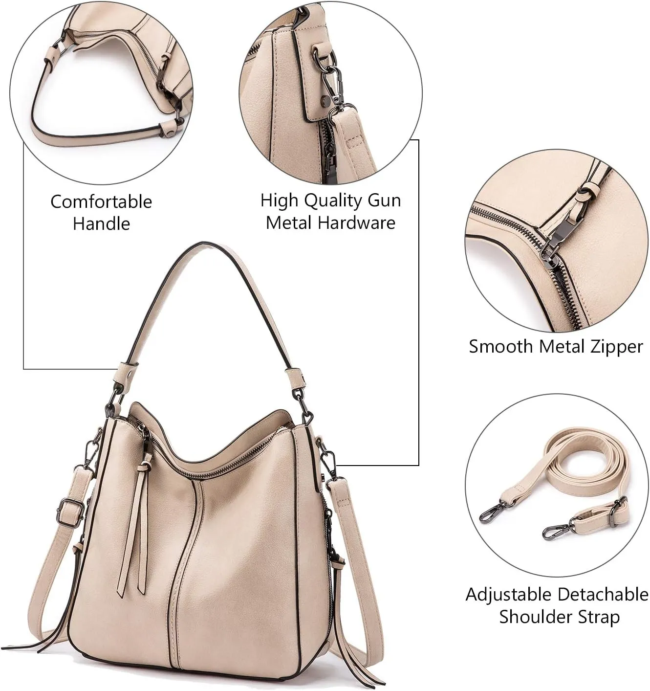Realer Hobo Crossbody Bags for Women Designer Leather Hobo Handbags Retro Large Size Shoulder Bag Bucket Purse