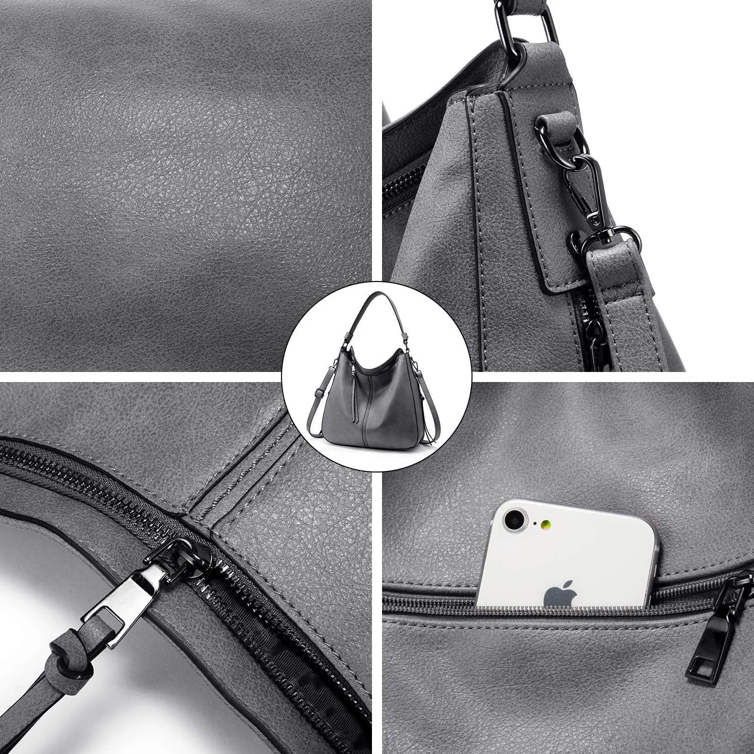 Realer Hobo Crossbody Bags for Women Designer Leather Hobo Handbags Retro Large Size Shoulder Bag Bucket Purse
