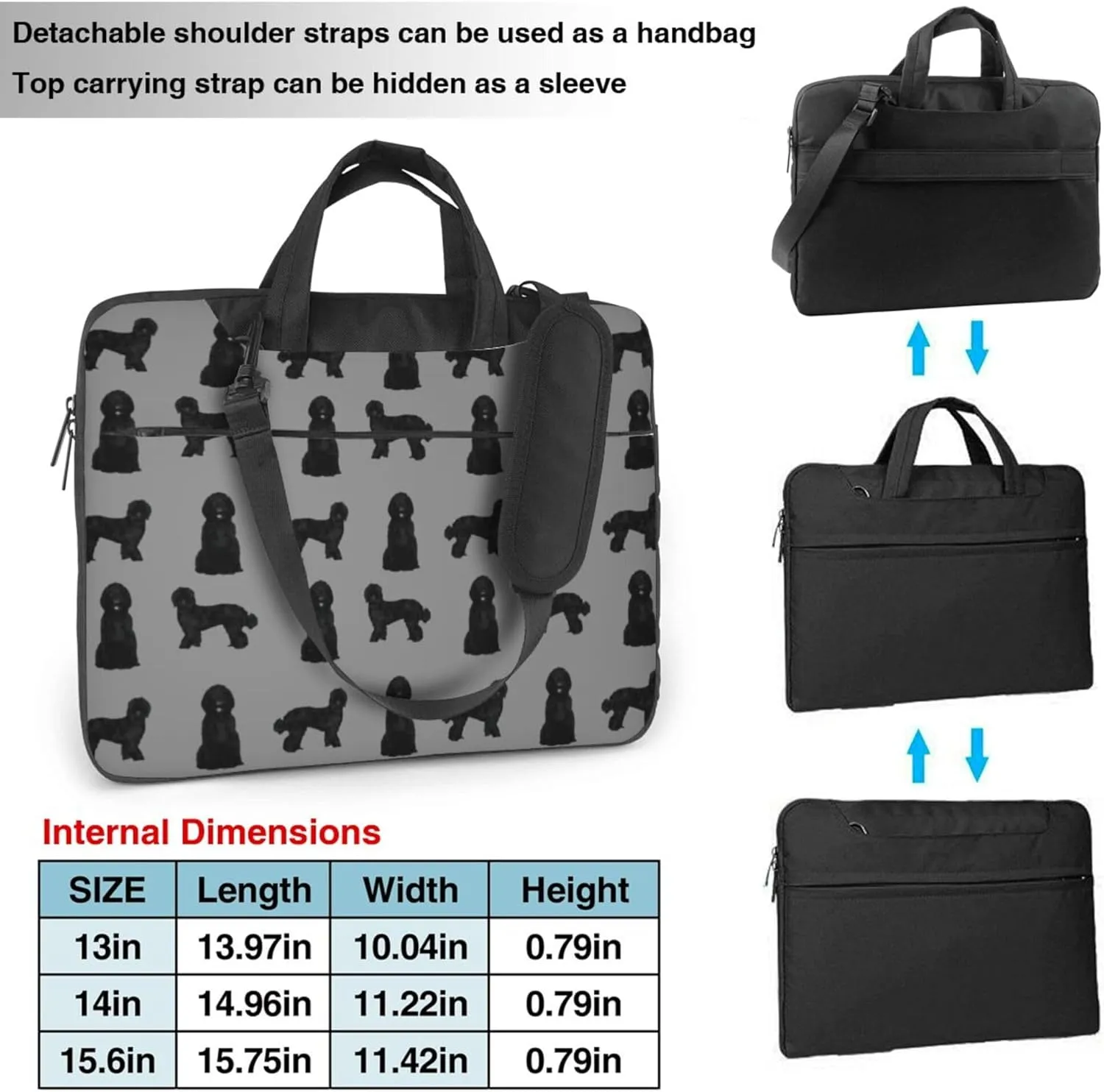 Red Black Polka Dots Ladybugs Laptop Shoulder Bag ​for Men Women, Computer Carrying Case Messenger Bag with Strap